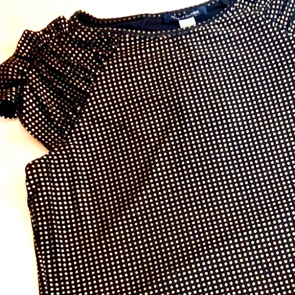 T04 Tommy Hilfiger Black Gold Gathered Short Sleeve Shirt - Picture 7 of 16